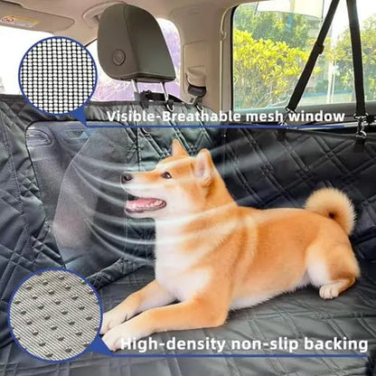 Waterproof Quilted Dog Car Seat Cover with Hard Base, Non-Slip Backseat Protector for Suvs Trucks Featuring Mesh Window