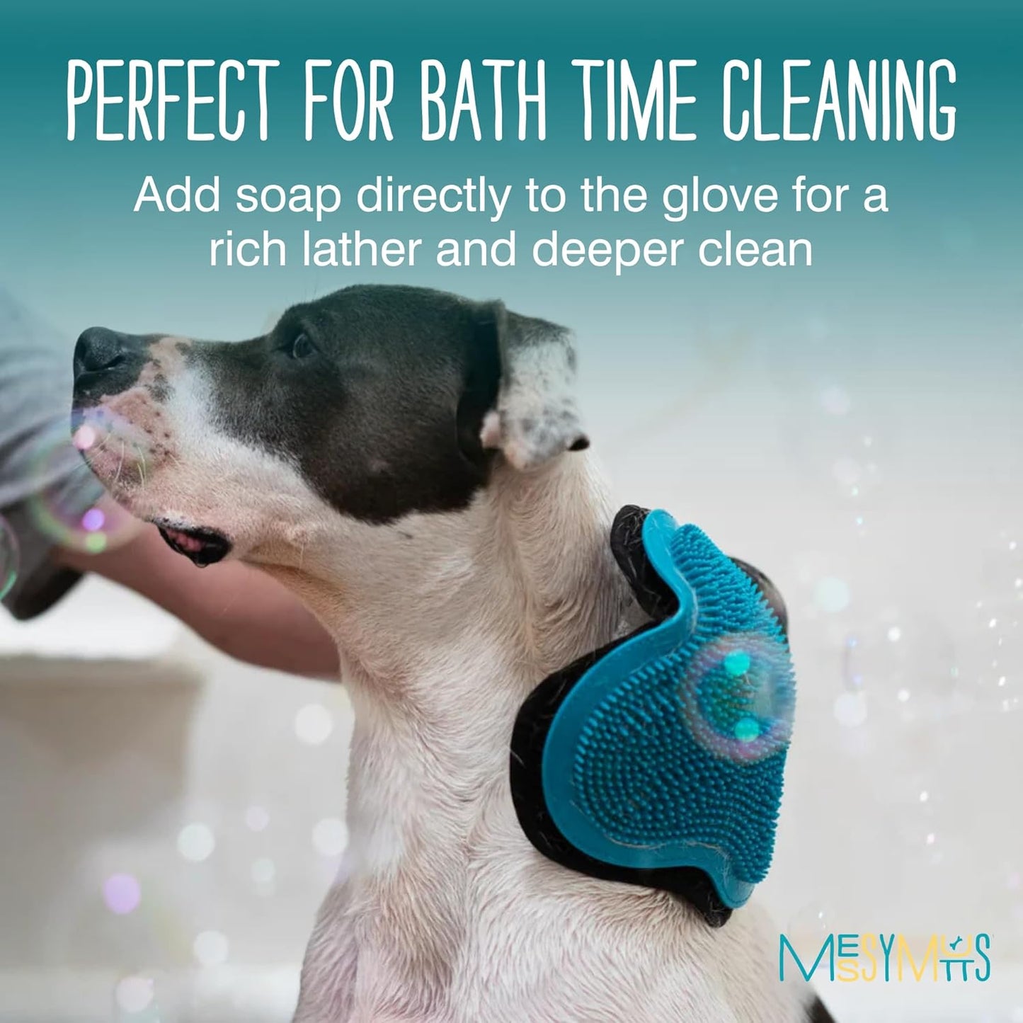 Reversible Silicone Pet Grooming Glove | Gentle Massage, Brush, Bath and Dog Hair Removal Mitt | One Size Fits All | Blue