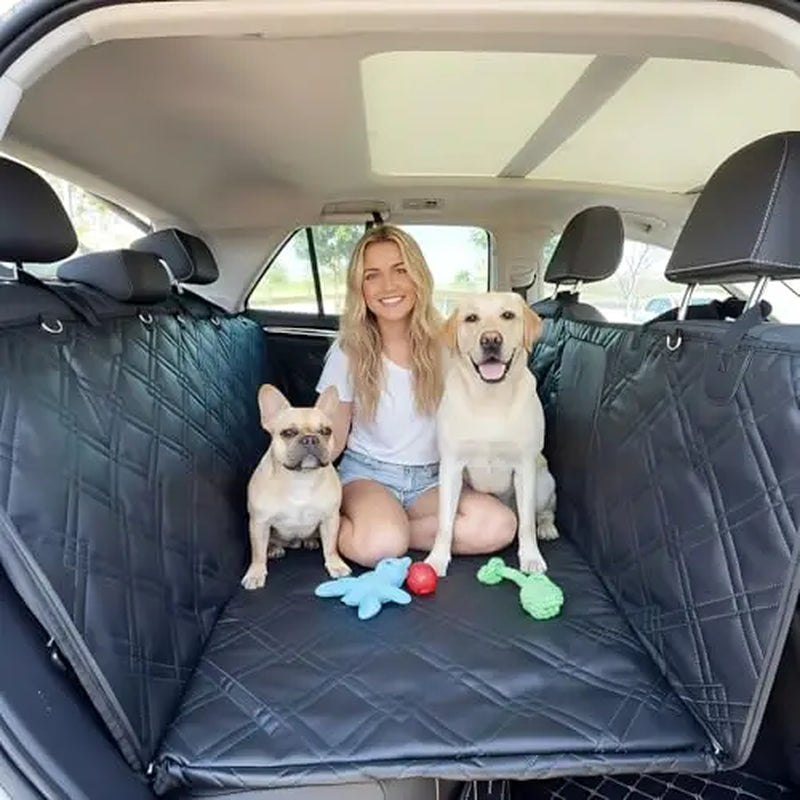 Waterproof Quilted Dog Car Seat Cover with Hard Base, Non-Slip Backseat Protector for Suvs Trucks Featuring Mesh Window