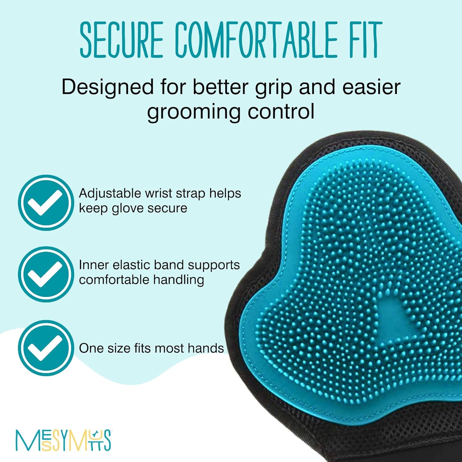 Reversible Silicone Pet Grooming Glove | Gentle Massage, Brush, Bath and Dog Hair Removal Mitt | One Size Fits All | Blue