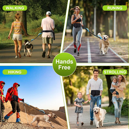 Hands Free Dog Leash, Waist Leash for Dog Walking, Running, Jogging, Waist Leashes with Adjustable Belt, Medium & Large Dogs Running Leashes Hands Free, Dual Padded Handles and Durable Bungee(Blue)