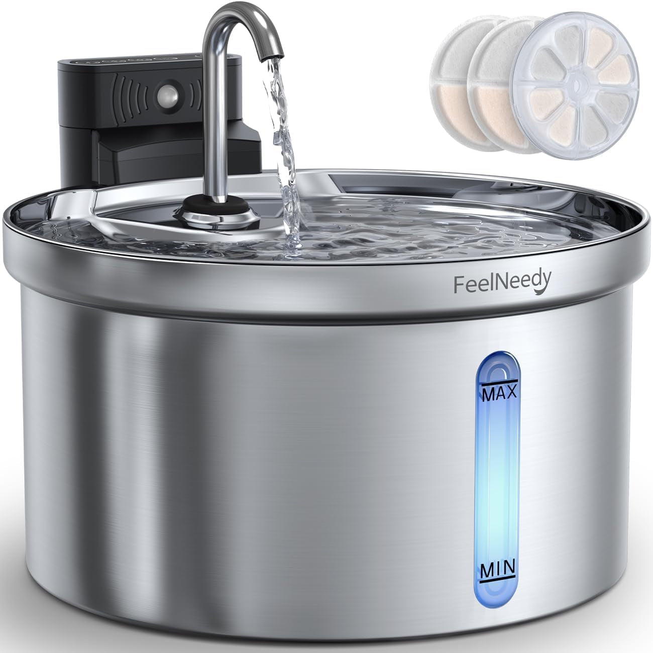 Wireless Cat Water Fountain [Water & Battery Separation]  Stainless Steel Automatic Pet Water Dispenser, 4000Mah Battery Operated Water Fountains for Cats Dogs - 3.5L/118Oz