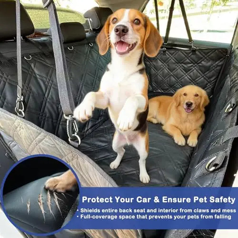 Waterproof Quilted Dog Car Seat Cover with Hard Base, Non-Slip Backseat Protector for Suvs Trucks Featuring Mesh Window