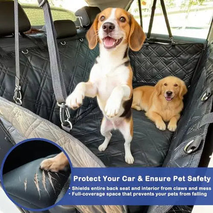 Waterproof Quilted Dog Car Seat Cover with Hard Base, Non-Slip Backseat Protector for Suvs Trucks Featuring Mesh Window